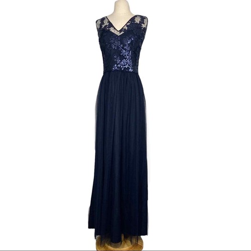 Amsale navy blue sequined lace - blue,