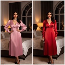 NEW TAHLIRA Pink Red Satin