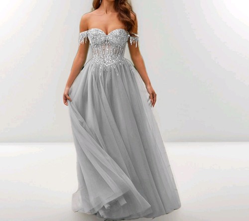 Silver beaded off shoulder - silver,